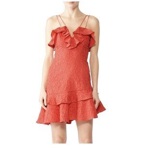 C/MEO Collective Dress Women Large Mini Red Strappy Ruffle More to Give